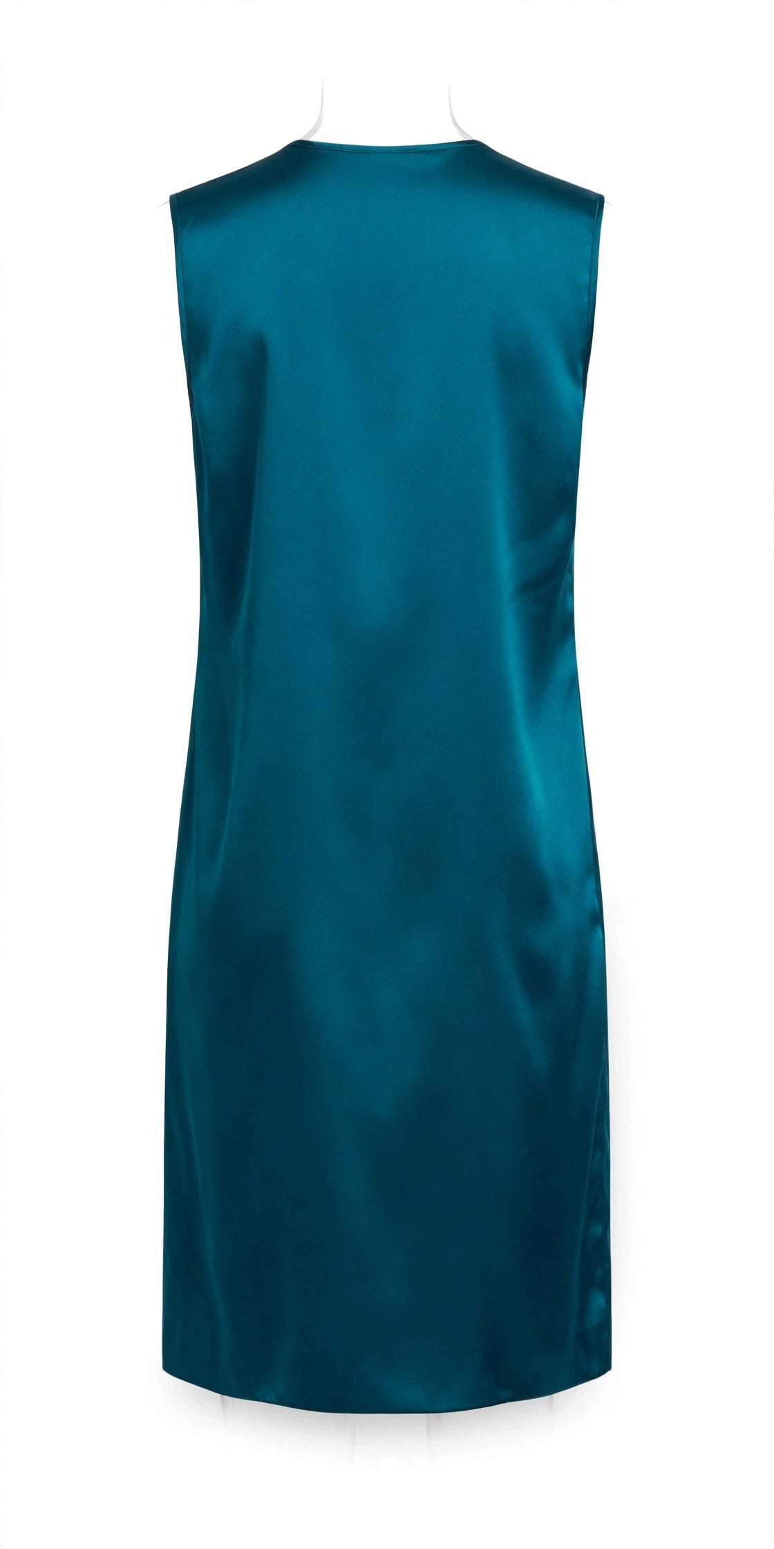 Teal Satin Sleeveless Dress With Sequin Design - Size M - 1 Piece Only